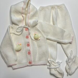 Vintage 80s Friemanit Baby Girl Pink Outfit 2pc Outfit 6 Mos  Ducks